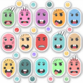 Emoties kleurige gezichten sticker (Voorkant)