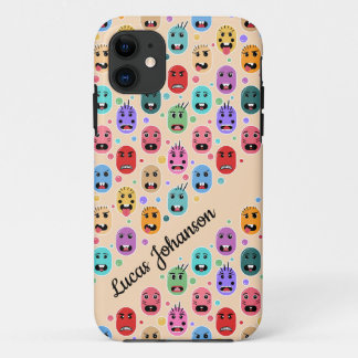 Emoties Kleurrijke Gezichten Aangepaste Naam iPhone 11 Hoesje