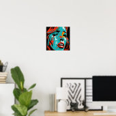 Emotietranen: Pop kunststijl droogvrouw - Po's Poster (Thuiskantoor)
