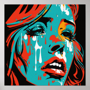 Emotietranen: Pop kunststijl droogvrouw - Po's Poster
