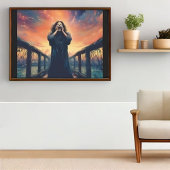 Emotieve figuur schreeuwen op een Sunset Bridge | Perfect Poster
