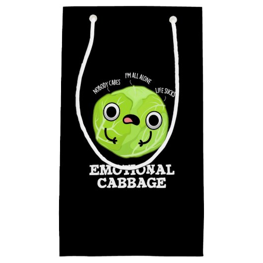 Emotional Cabbage Funny Veggie Pun Dark BG Klein Cadeauzakje (Voorkant)