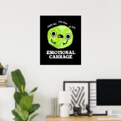 Emotional Cabbage Funny Veggie Pun Dark BG Poster (Thuiskantoor)