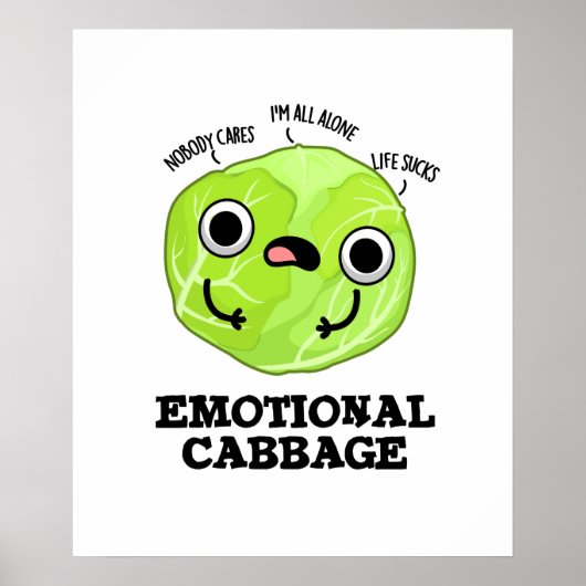 Emotional Cabbage Funny Veggie Pun Poster (Voorkant)