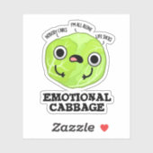 Emotional Cabbage Funny Veggie Pun Sticker (Vel)