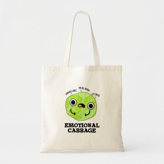 Emotional Cabbage Funny Veggie Pun Tote Bag (Voorkant)
