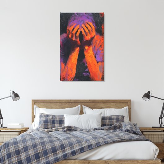Emotional Expressionist | Orange and Purple Agony  Canvas Afdruk (Insitu (Slaapkamer))
