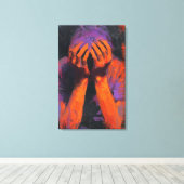Emotional Expressionist | Orange and Purple Agony  Canvas Afdruk (Insitu (Houten vloer))