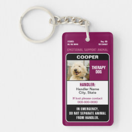 Emotional Support Animal ID Therapy Photo Custom Sleutelhanger