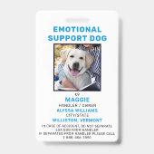 Emotional Support Dog Photo ID Badge (Voorzijde)