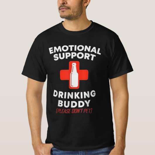 Emotional Support Drinking Buddy Funny Beer T-shirt (Voorkant)