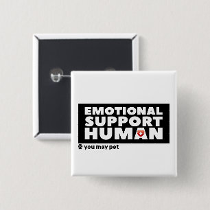 Emotional Support Human hart & pow print Vierkante Button 5,1 Cm