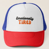 Emotionally Tired Retro Bubble Text Design Trucker Pet (Voorkant)