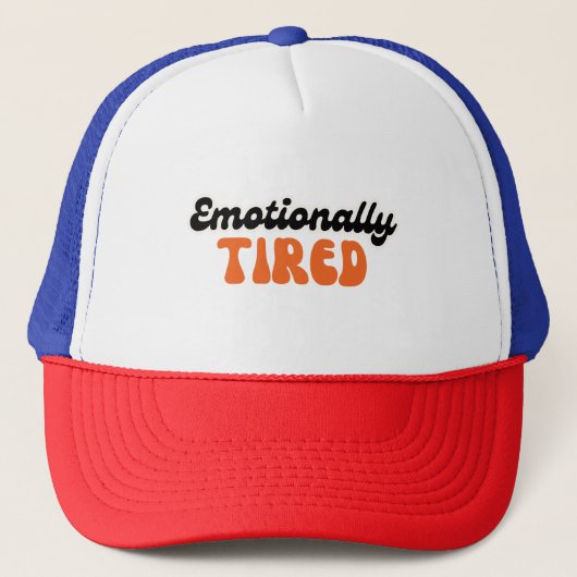 Emotionally Tired Retro Bubble Text Design Trucker Pet (Voorkant)