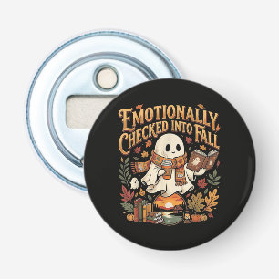 Emotioneel ingecheckt bij herfst Halloween Button Flesopener