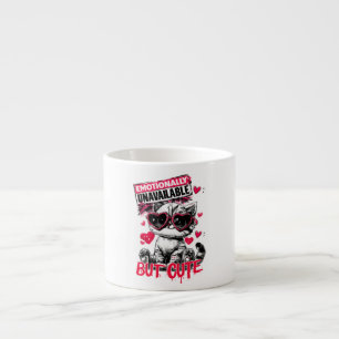 Emotioneel niet beschikbaar maar cute kat met zonn espresso kop