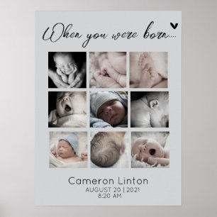 Emotioneel Toen Je Werd Geboren Fotocollage Poster