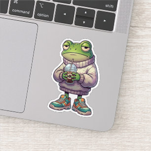 Emotioneel Vermoeide Kikker Koffie Esthetische Sti Sticker