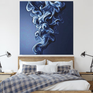 Emotionele blauwe rook kunst canvas afdruk