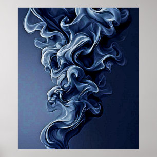 Emotionele blauwe rook kunst poster