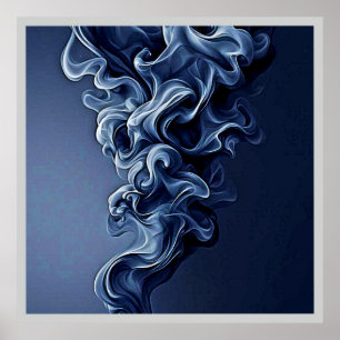 Emotionele blauwe rook kunst poster
