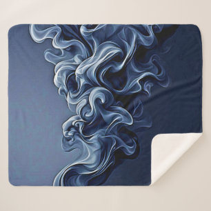 Emotionele blauwe rook kunst sherpa deken