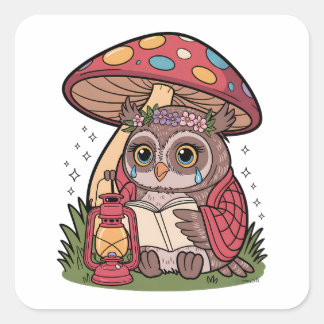 Emotionele Leesuil Sticker – Gezellige Cottagecore