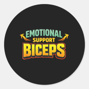Emotionele Ondersteuning Biceps Grappige Gym Bro H Ronde Sticker
