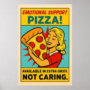 Emotionele ondersteuning Pizza – Retro Food Therap Poster