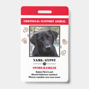 Emotionele Ondersteuningsdier ID Eén Foto Optie Badge