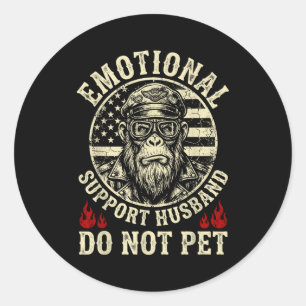 Emotionele steun echtgenoot aai grappige aap niet ronde sticker