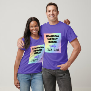 Emotionele steun Menselijke Knuffels Regenboog T-shirt