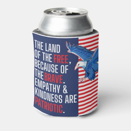 Empathie en vriendelijkheid zijn patriottisch blikjeskoeler (Blikje Achterkant)