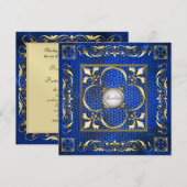 Empereur Fleur De Lis Saphir Invitation Régence (Devant / Derrière)