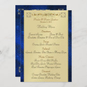 Emperor Blue Scroll Glas in lood Wedding Menu (Voorkant / Achterkant)