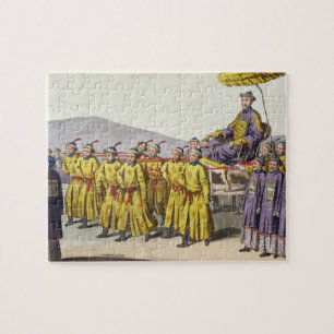 Emperor Ch'ien Lung, vervoerd in Triumph, bord 18 Legpuzzel