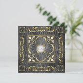 Emperor Fleur De Lis Black Regency Invitation Kaart (Staand voorkant)