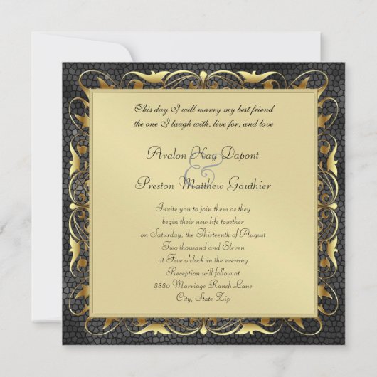 Emperor Fleur De Lis Black Regency Invitation Kaart (Achterkant)