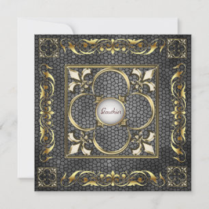 Emperor Fleur De Lis Black Regency Invitation Kaart
