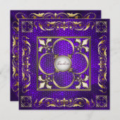 Emperor Fleur De Lis Paarse Regency Invitation Kaart (Voorkant / Achterkant)