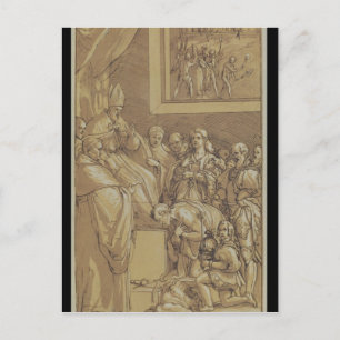 Emperor Henri IV aan de voeten van Paus Gregory Briefkaart