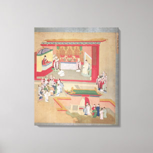 Emperor Hui Tsung oefent met boeddhist Canvas Afdruk