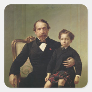 Emperor Louis-Napoleon Bonaparte en zijn zoon Vierkante Sticker