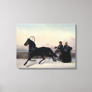 Emperor Nicholas Ik rijd in een hoed Canvas Afdruk