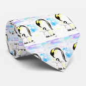Emperor Penguin and Chick Watercolor Painting Stropdas (Opgerold)