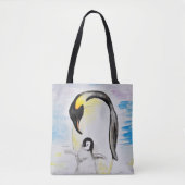 Emperor Penguin en Chick Waterverf Painting Draagtas (Voorkant)