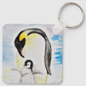 Emperor Penguin en Chick Waterverf Painting Keyc Sleutelhanger (Achterkant)