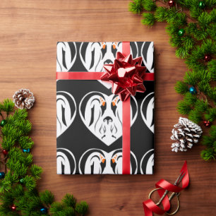 Emperor Penguin Family Love Heart Cadeaupapier