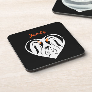 Emperor Penguin Family Love Heart Onderzetter
