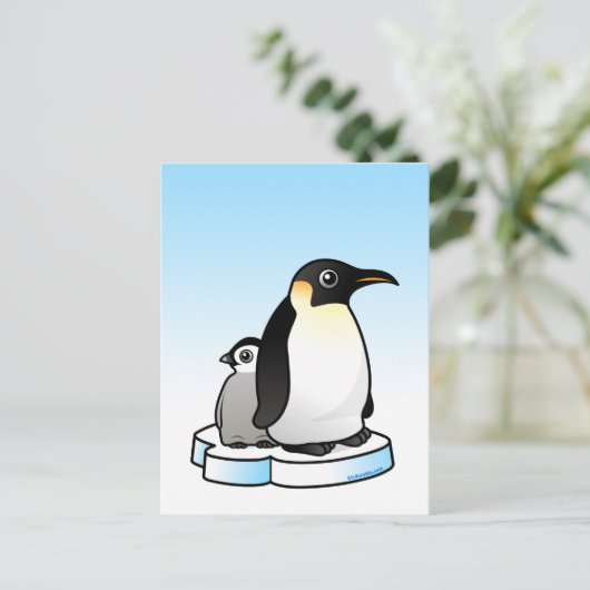 Emperor Penguin met Chick Briefkaart (Staand voorkant)